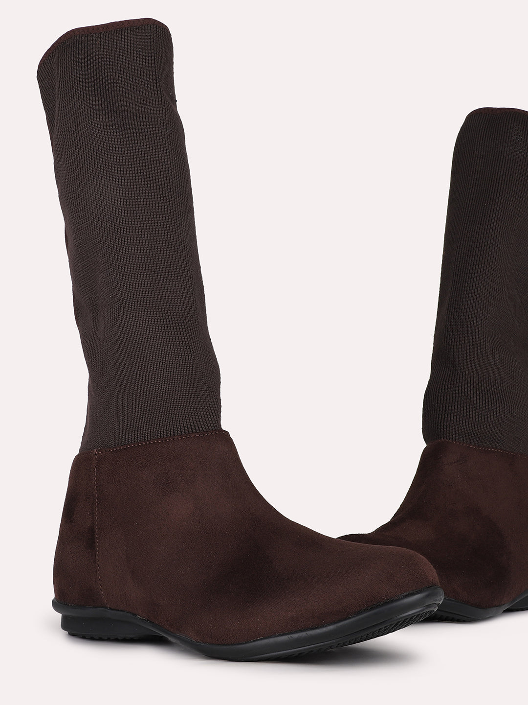 Womens Brown Party Wear Solid Round Toe Ankle Boots