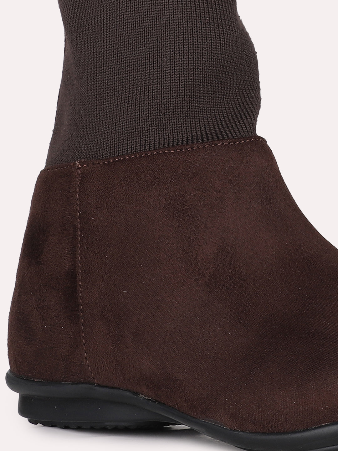 Womens Brown Party Wear Solid Round Toe Ankle Boots