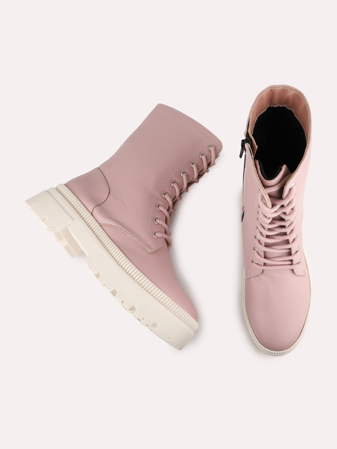 Womens Peach Party Wear Solid Round Toe Ankle Boots
