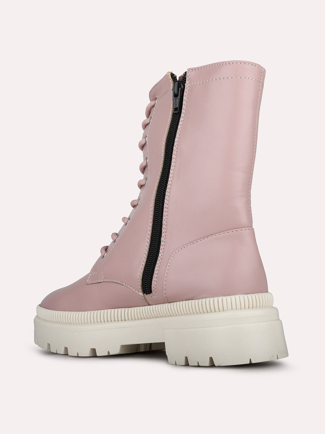 Womens Peach Party Wear Solid Round Toe Ankle Boots