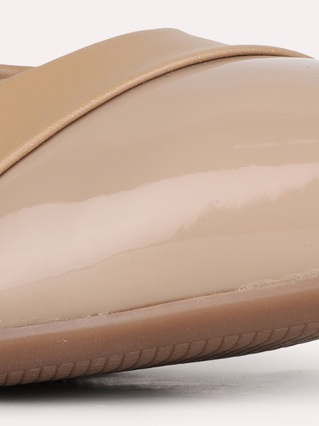 Womens Beige Party Wear Solid Round Toe Ballerinas