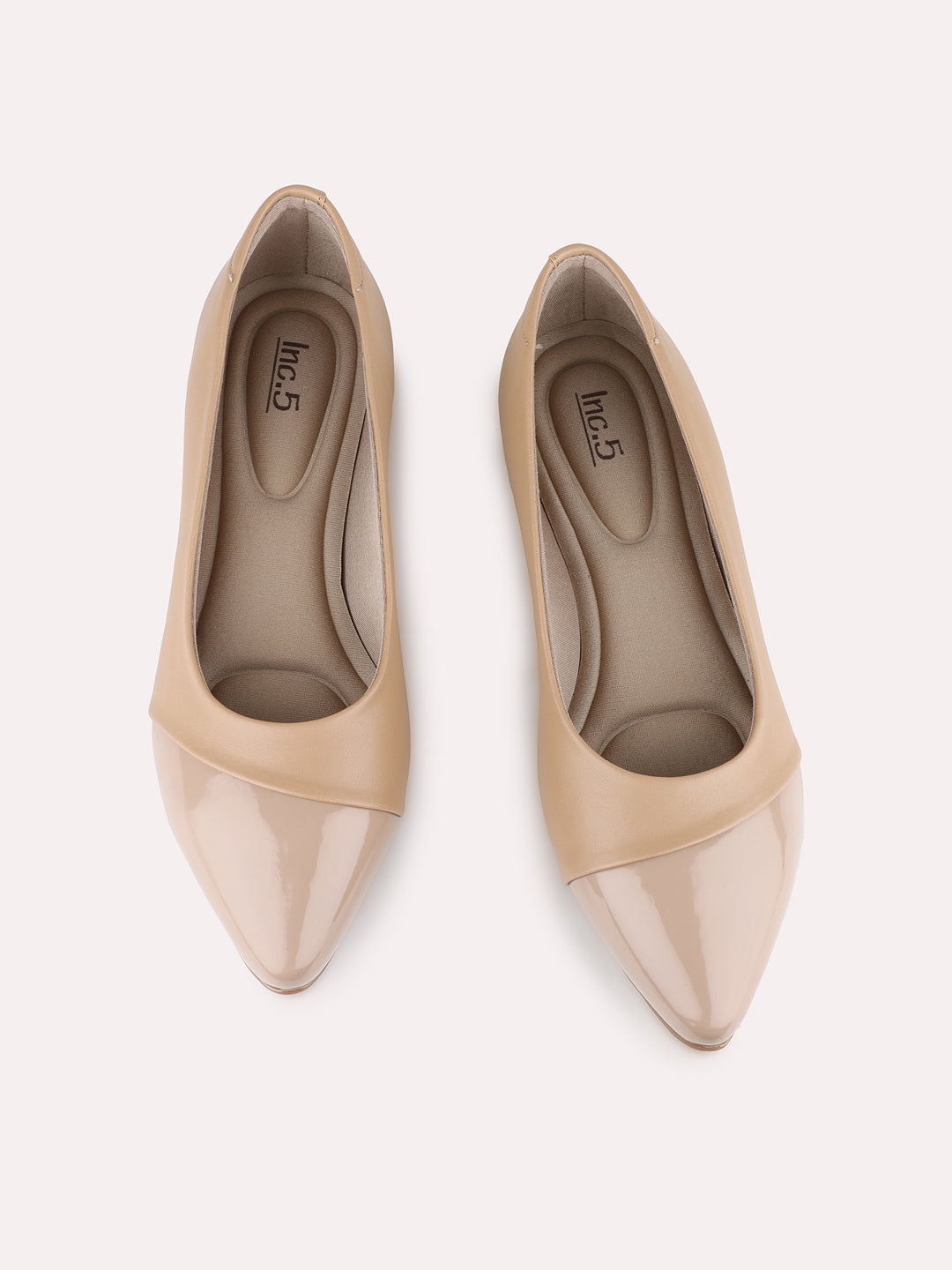 Womens Beige Party Wear Solid Round Toe Ballerinas