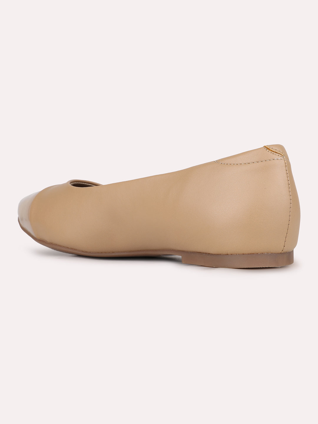 Womens Beige Party Wear Solid Round Toe Ballerinas