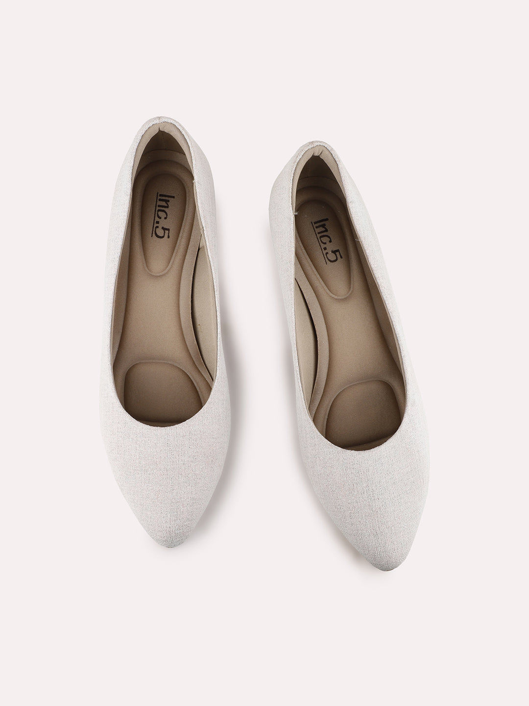 Womens Beige Party Wear Solid Round Toe Pumps