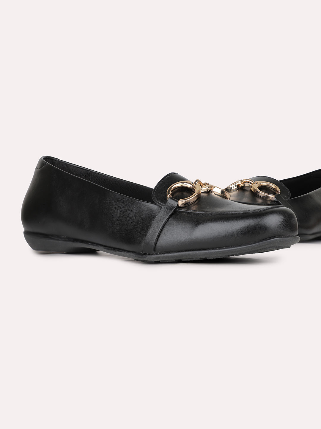 Womens Black Casual Solid Round Toe Ballerinas