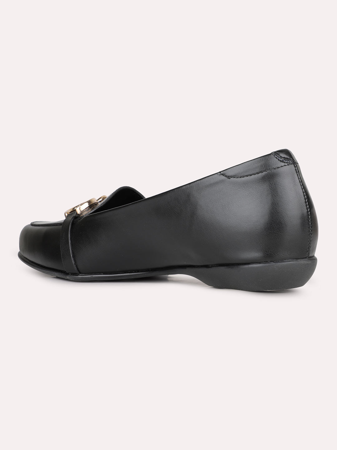 Womens Black Casual Solid Round Toe Ballerinas
