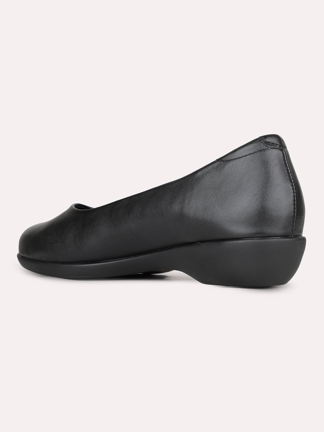 Womens Black Party Wear Solid Round Toe Wedge Heel Pumps
