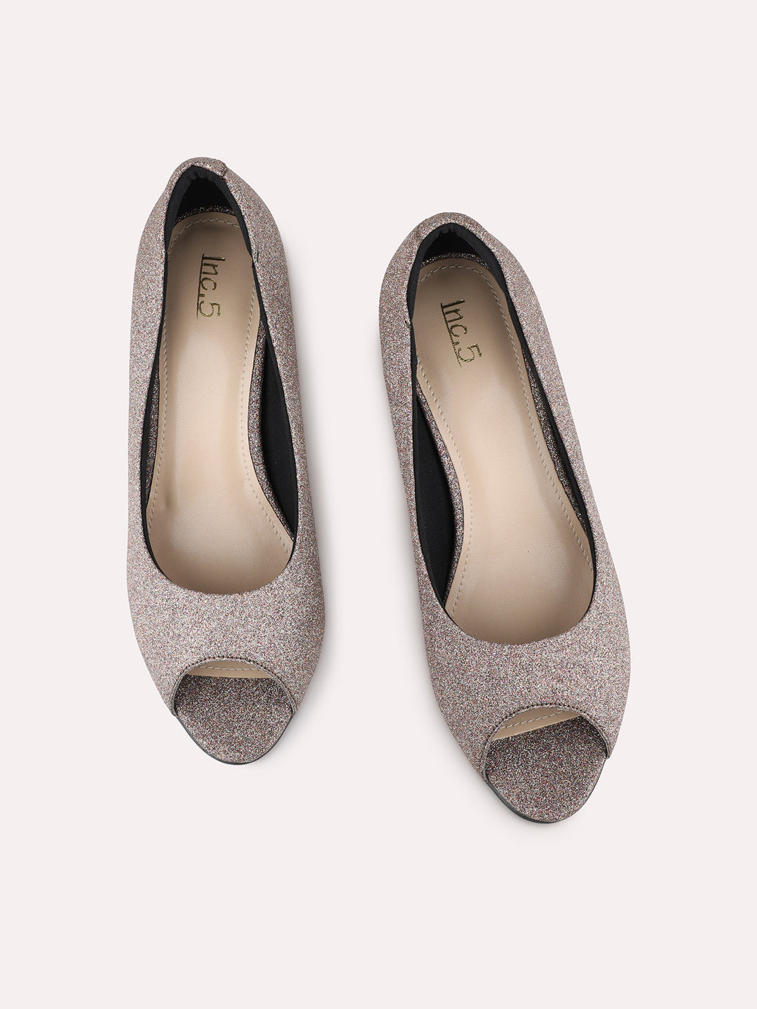 Womens Bronze Party Wear Solid Round Toe Kitten Heel Pumps