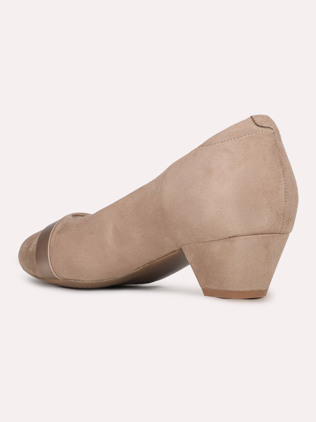 Womens Brown Party Wear Solid Round Toe Pumps
