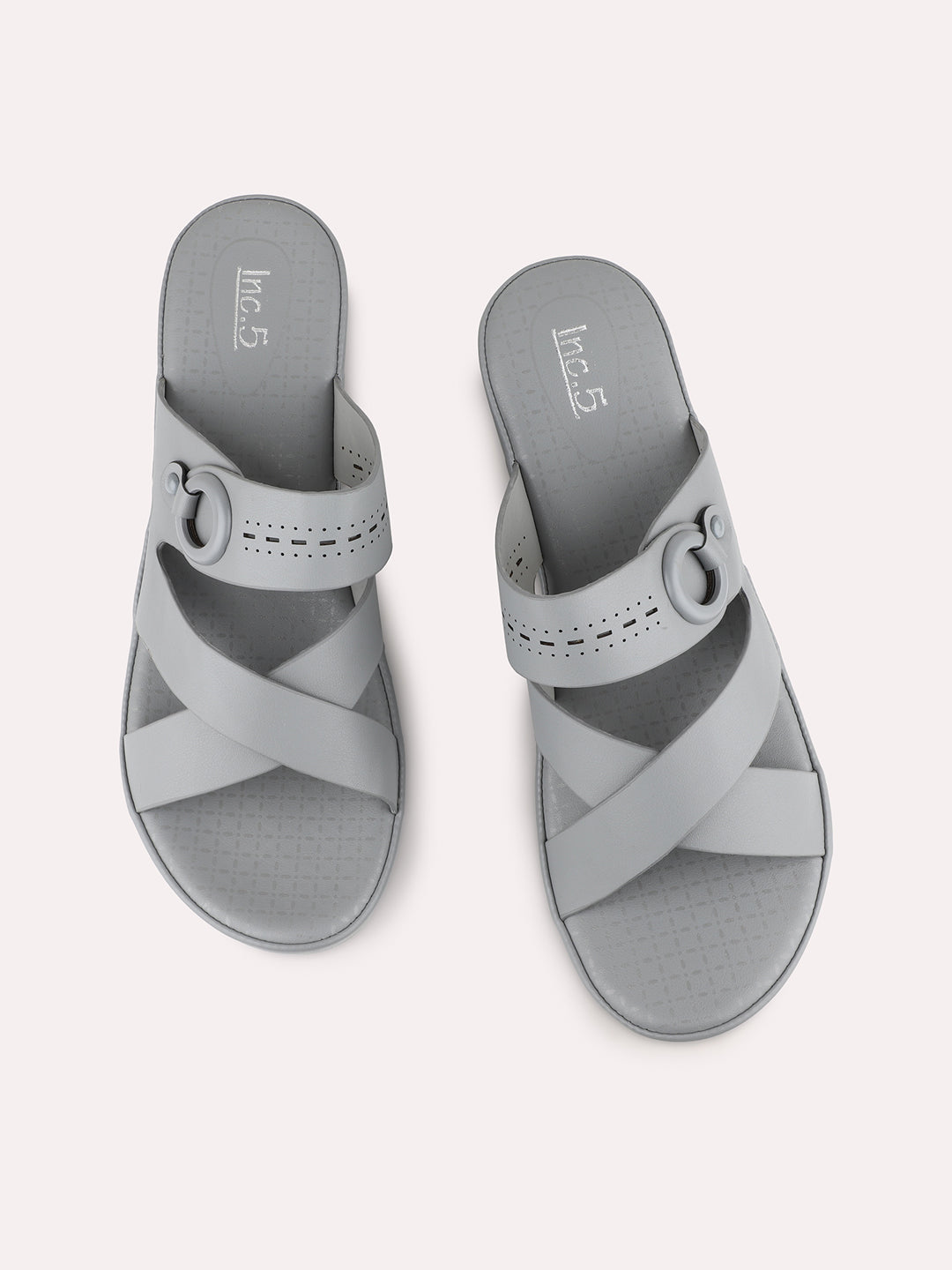 Womens Grey Party Wear Solid Round Toe Wedge Heels