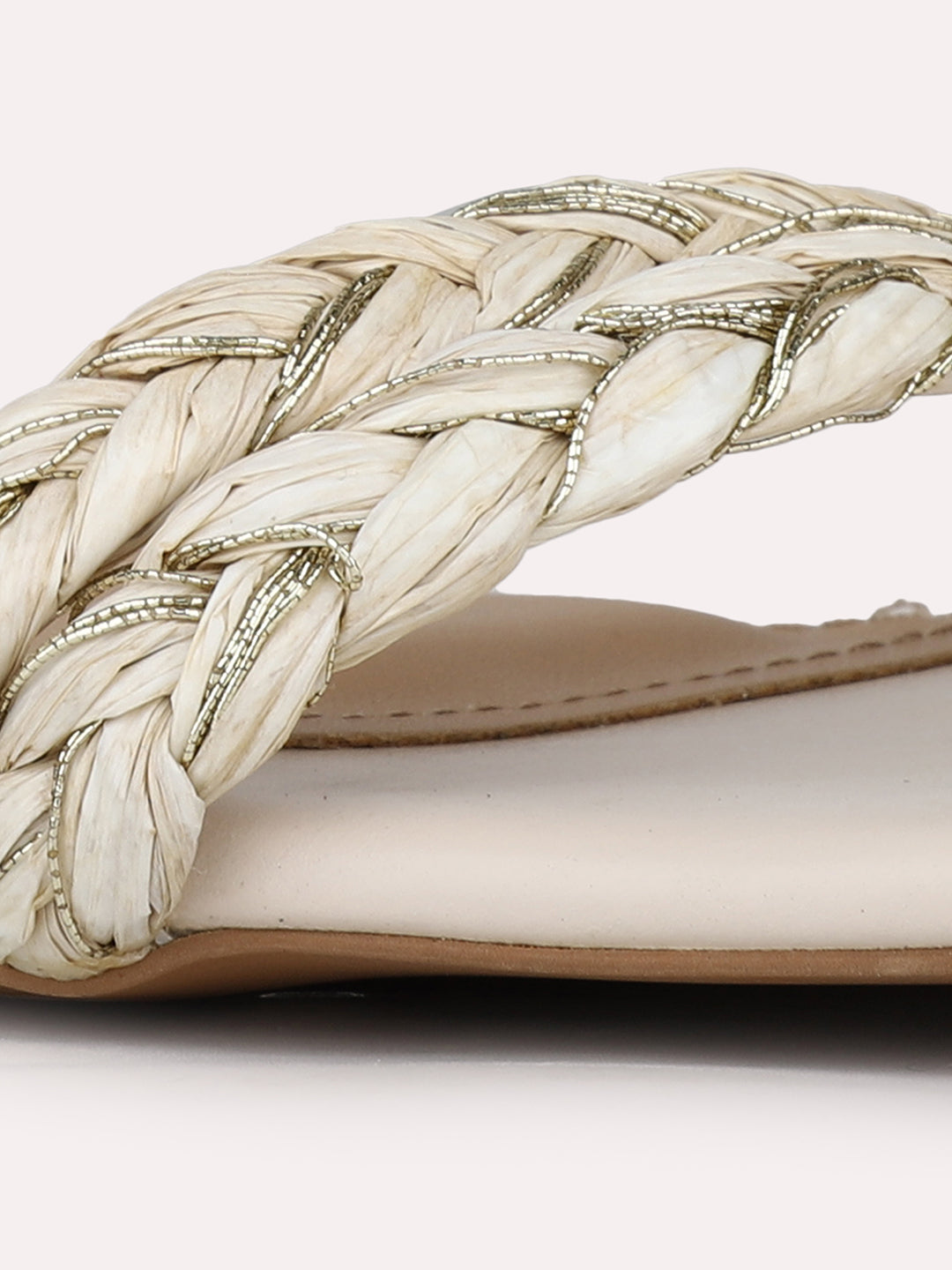 Womens Cream Party Wear Solid Round Toe Block Heel Sandals