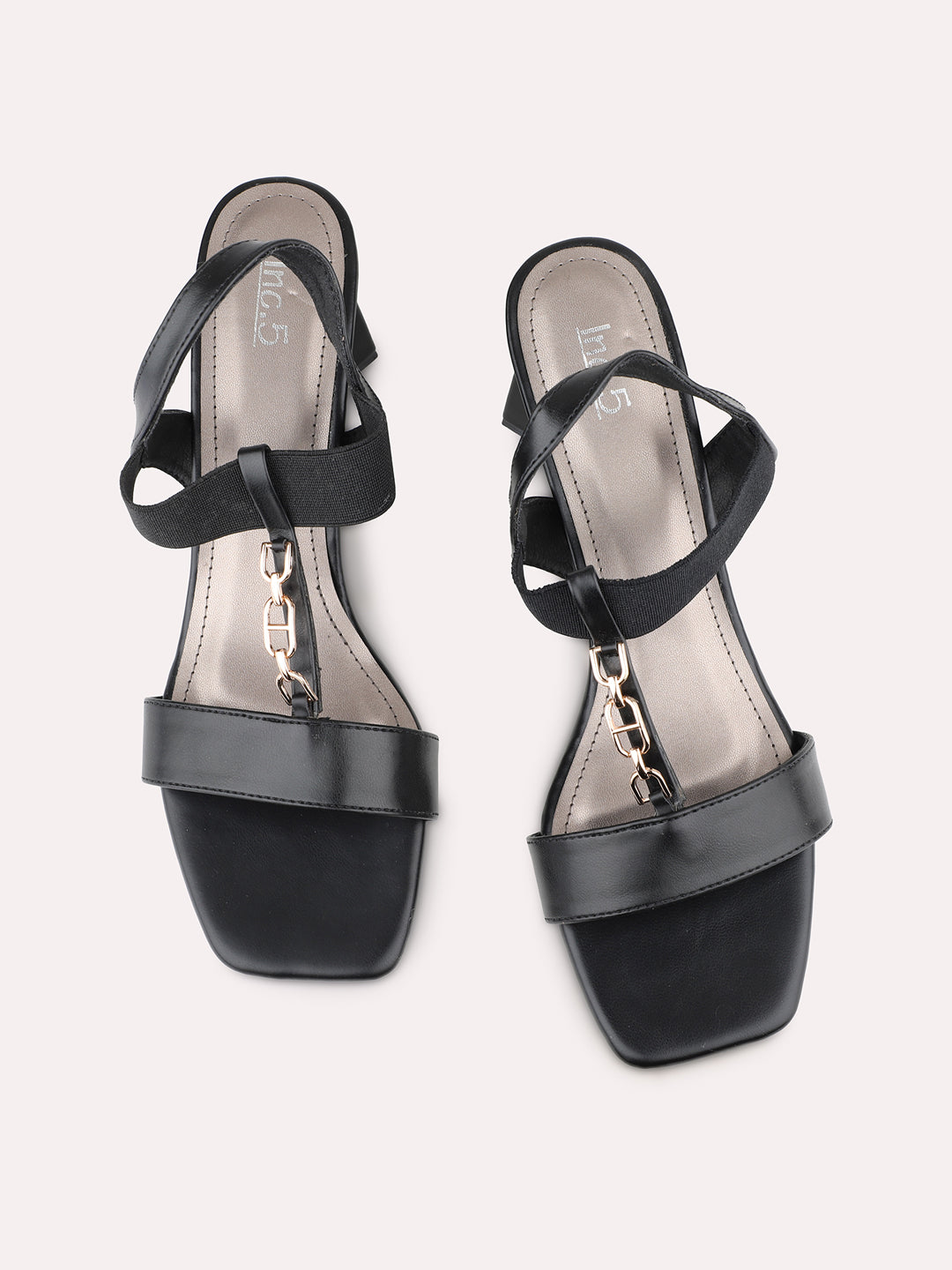 Womens Black Party Wear Solid Open Toe Heel Sandals