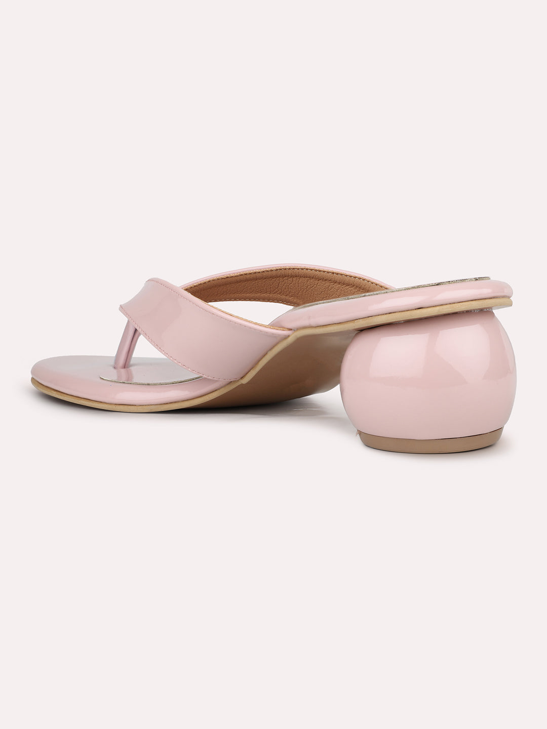 Womens Peach Party Wear Solid Square Toe Heels