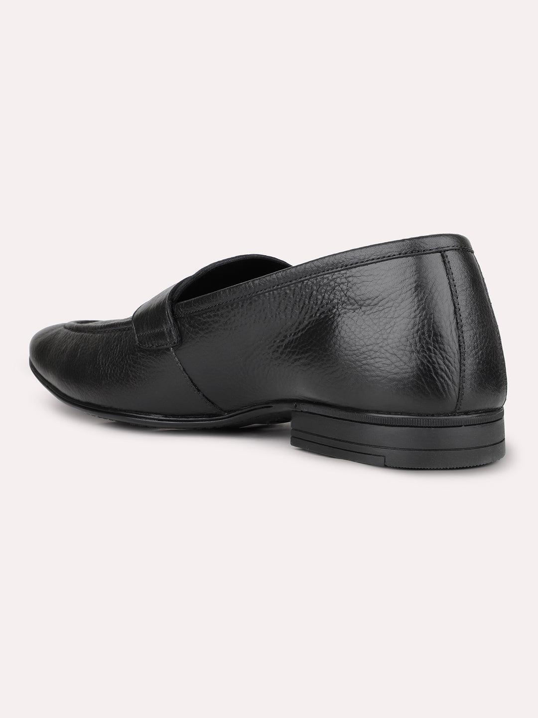 Mens Black Solid Pointed Toe Formal Leather Shoes