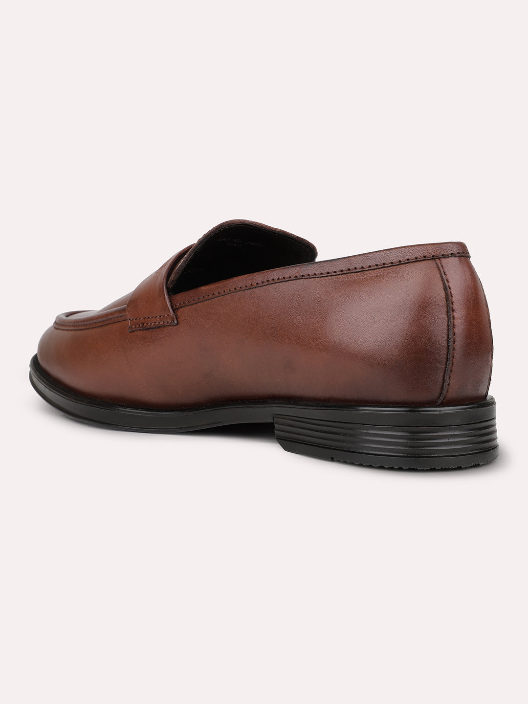 Mens Brown Solid Round Toe Formal Slip on Leather Shoes