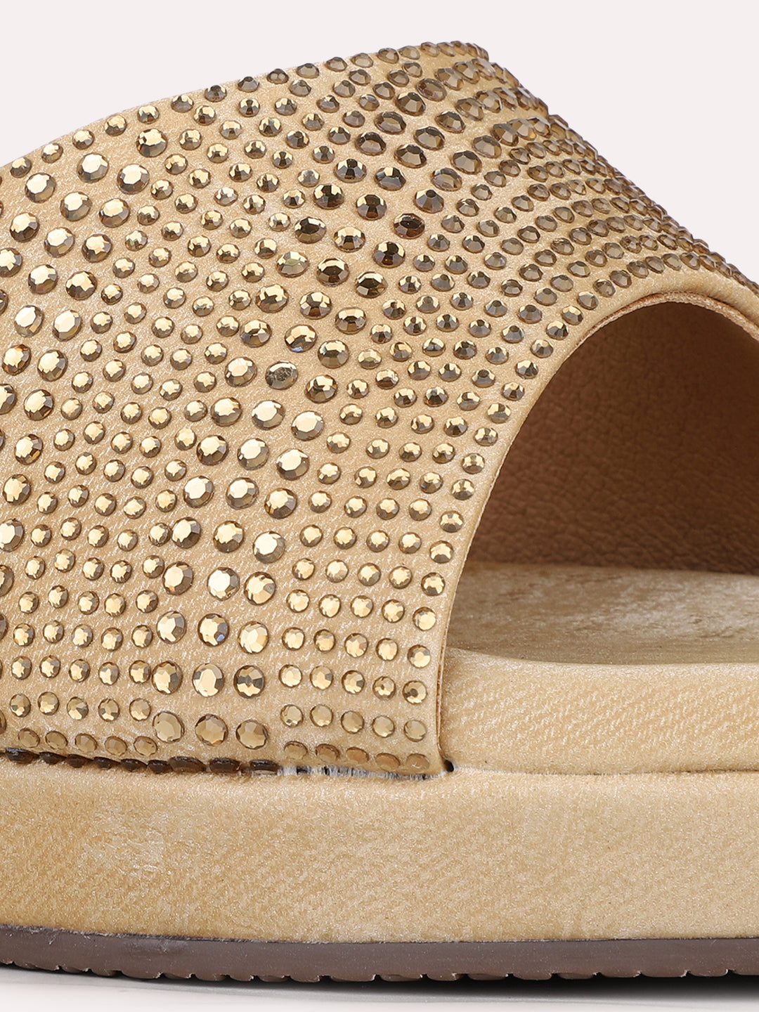 Womens Beige Party Wear Embellished Open Toe Heels