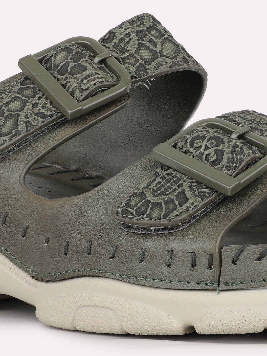 Womens Green Casual Solid Open Toe Sandals
