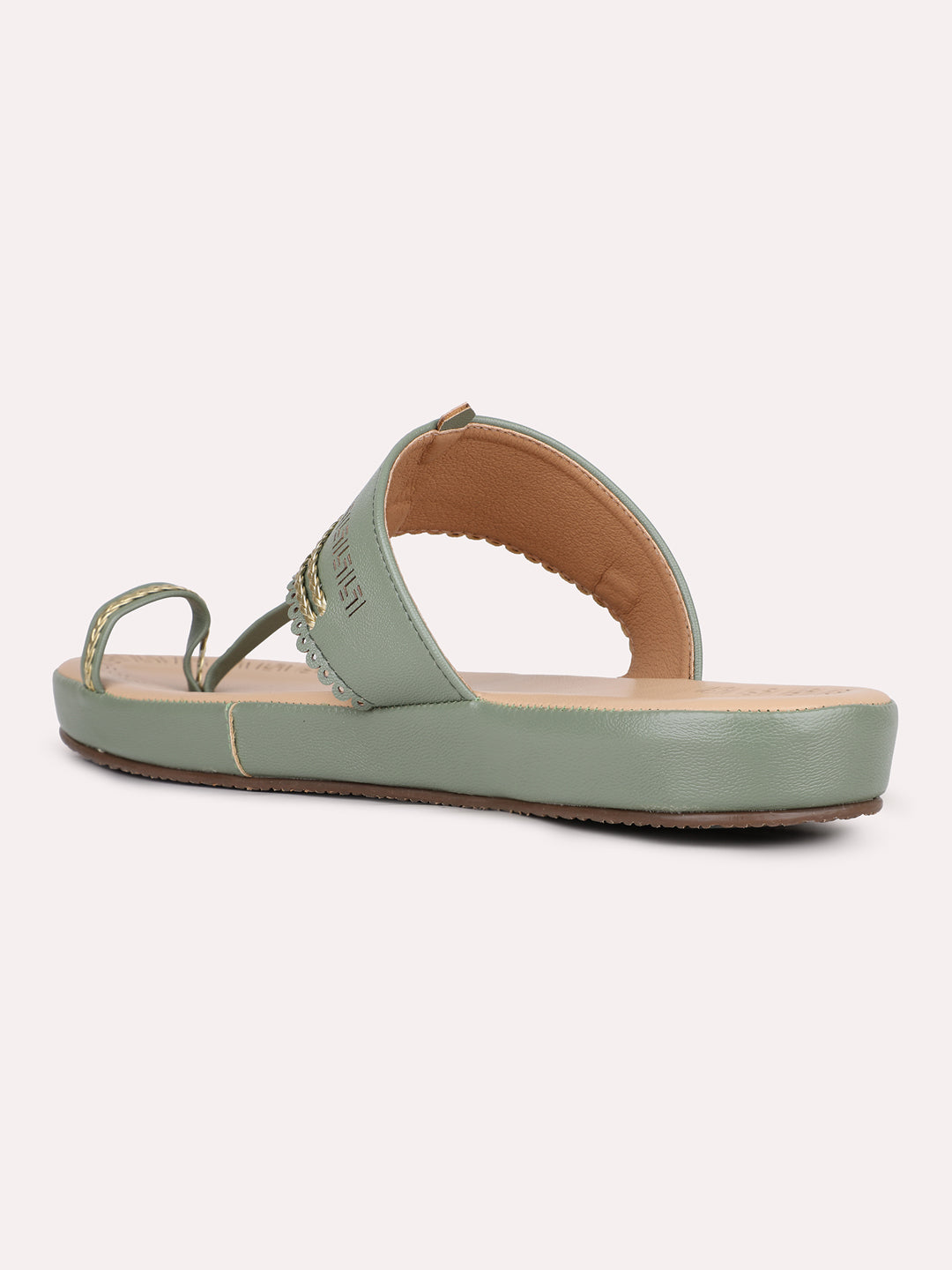 Womens Green Casual Embellished One Flats