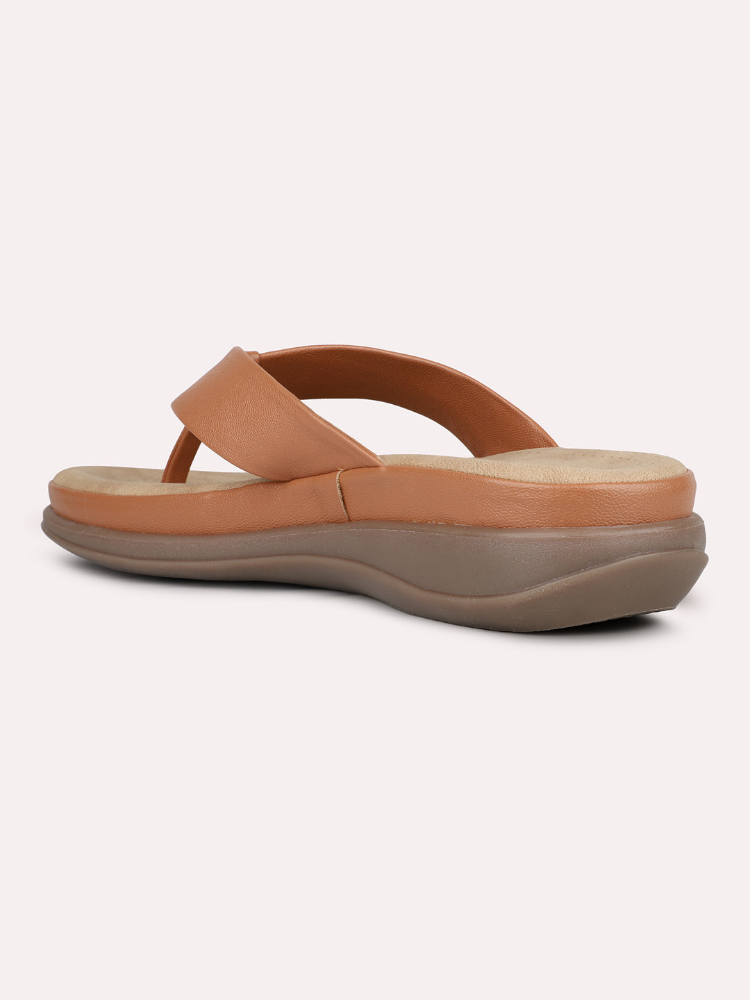 Womens Tan Casual Solid Round Toe Sandals