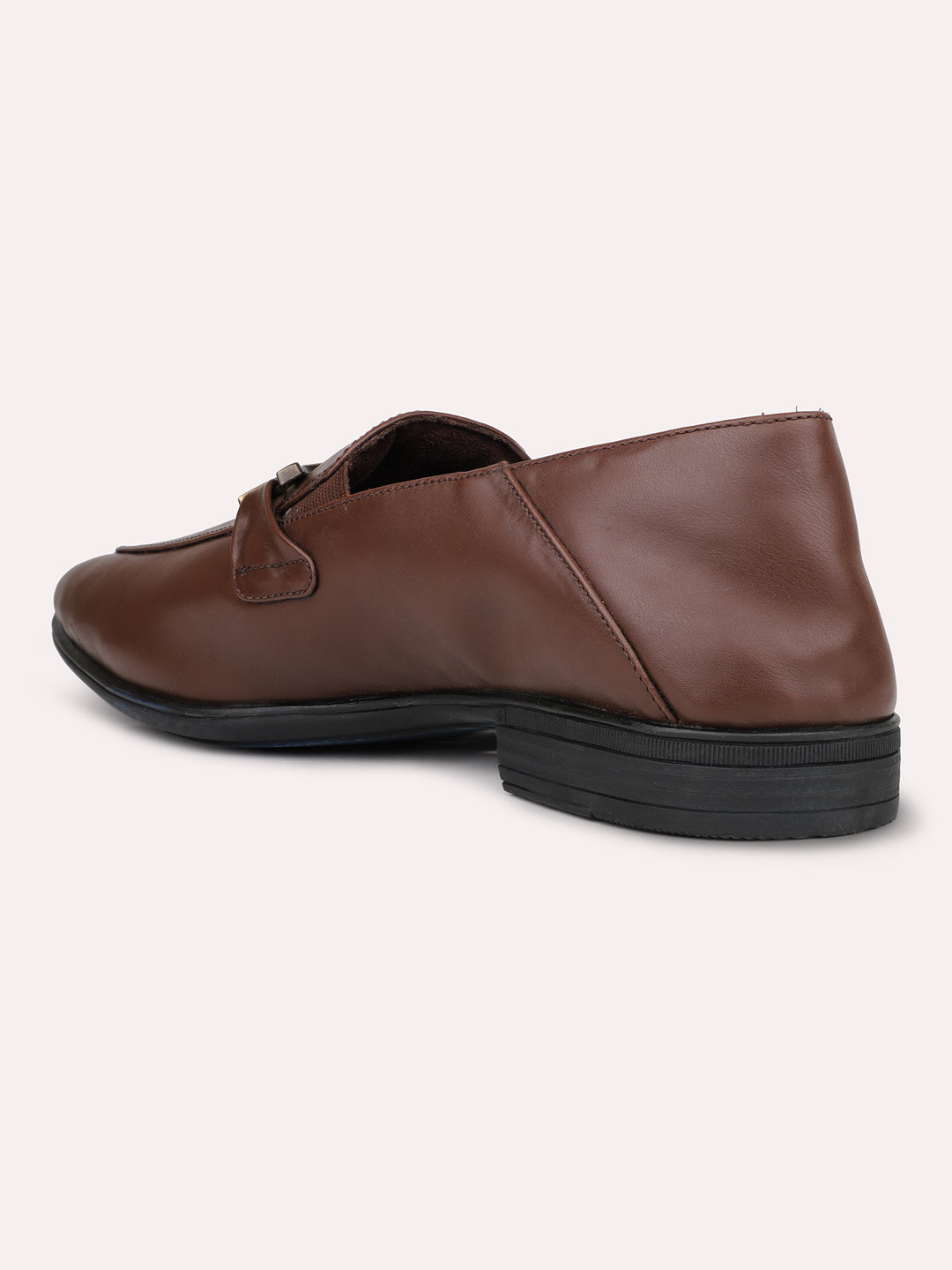 Mens Brown Solid Pointed Toe Formal Leather Shoes