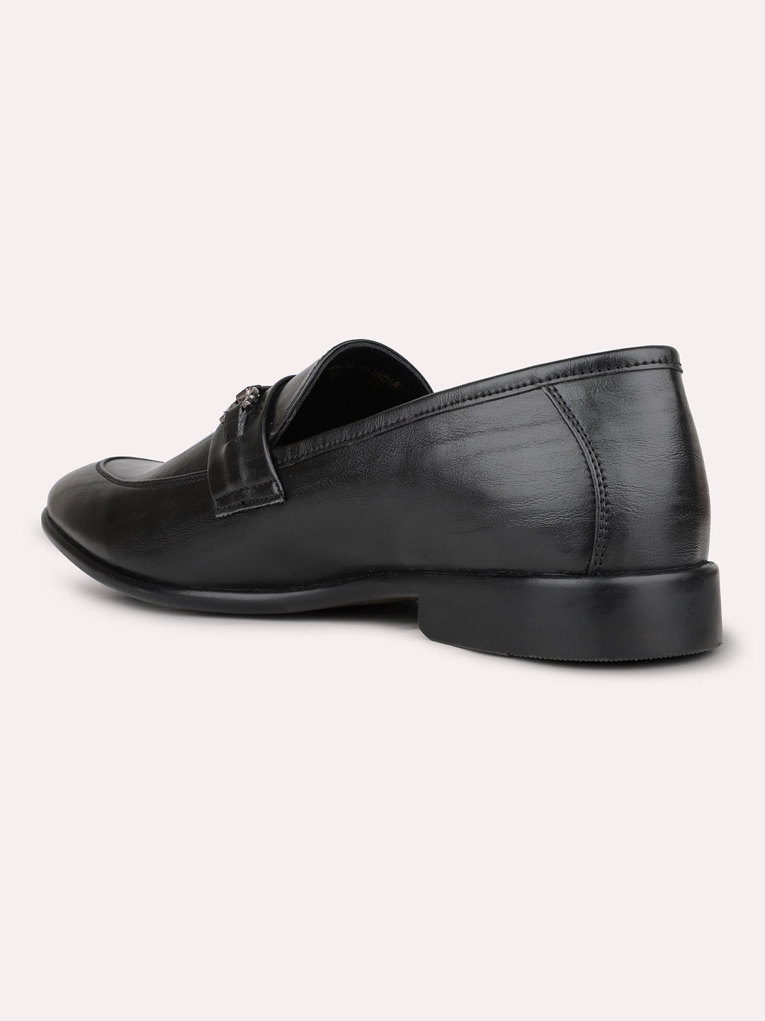 Mens Black Solid Pointed Toe Formal Leather Shoes