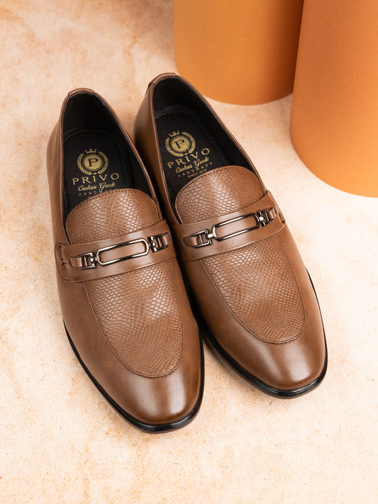 Mens Tan Solid Pointed Toe Formal Leather Shoes