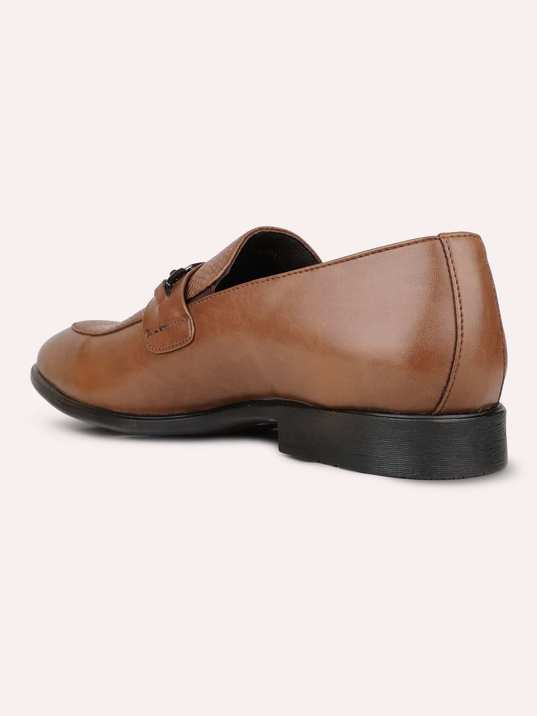 Mens Tan Solid Pointed Toe Formal Leather Shoes