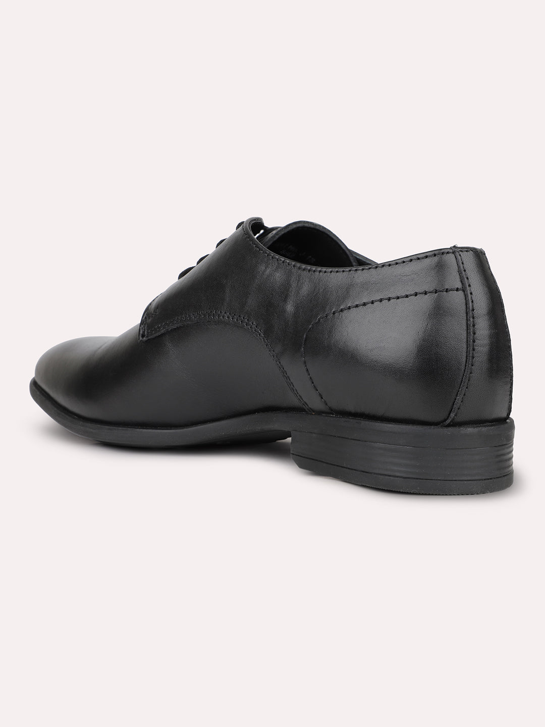 Mens Black Solid Pointed Toe Formal Leather Laceup Shoes