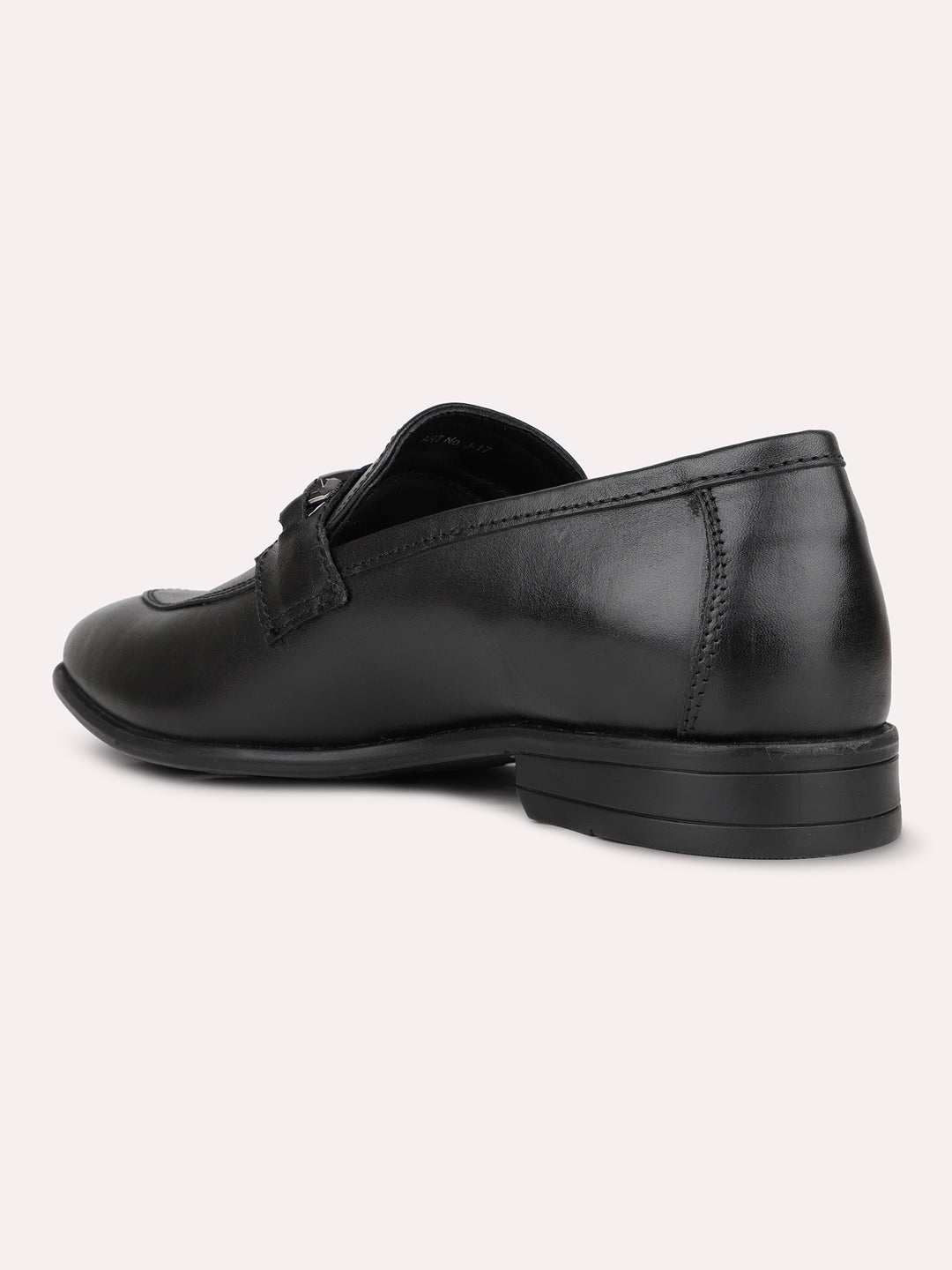 Mens Black Solid Pointed Toe Formal Leather Shoes