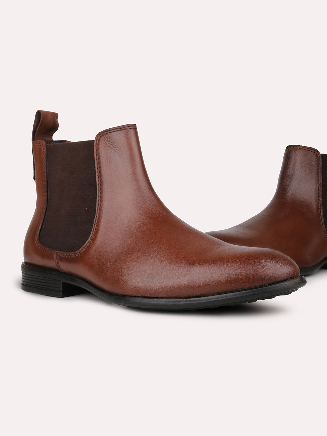 Mens Brown Solid Pointed Toe Boots