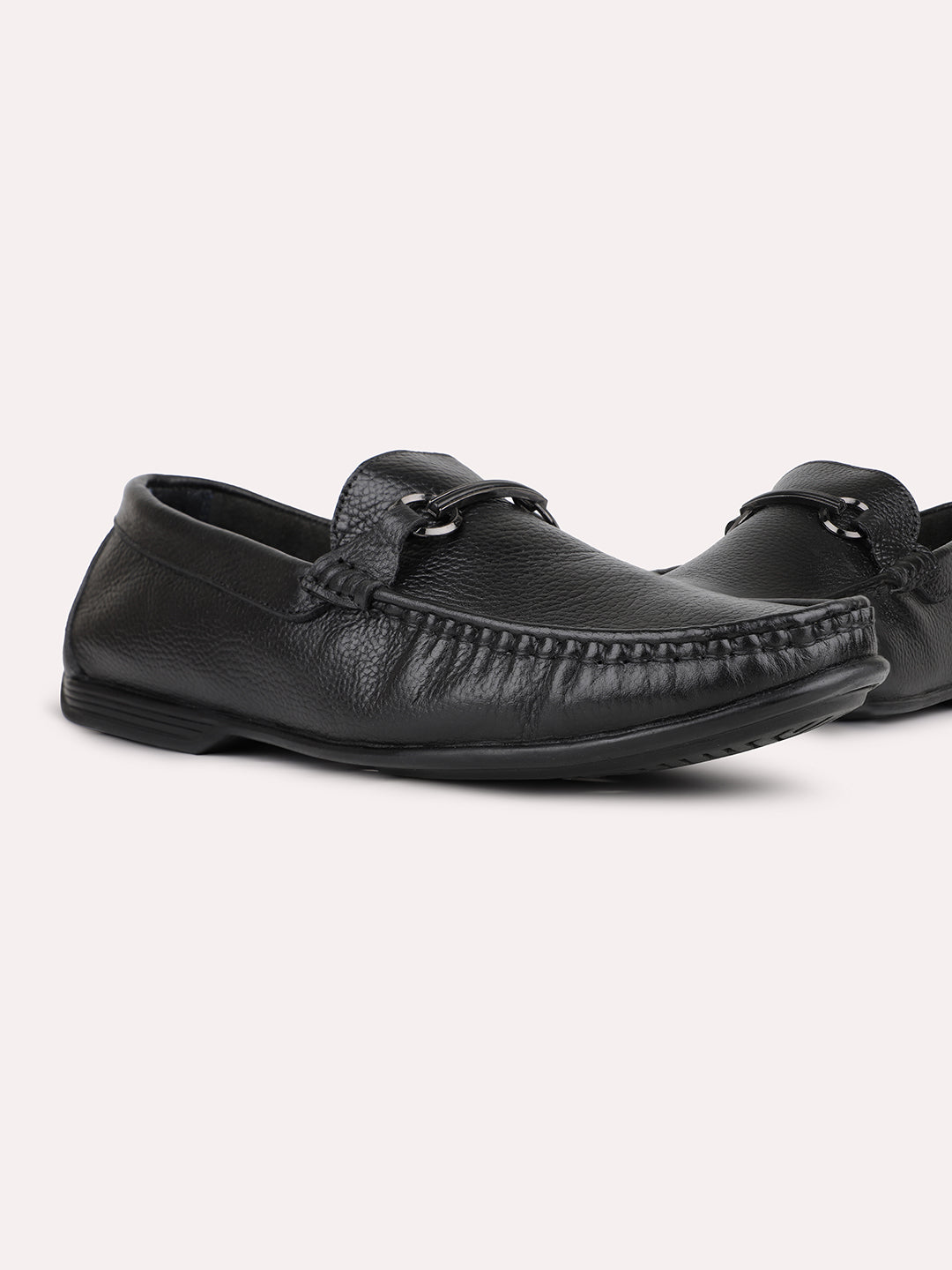 Mens Black Solid Round Toe Casual Loafers