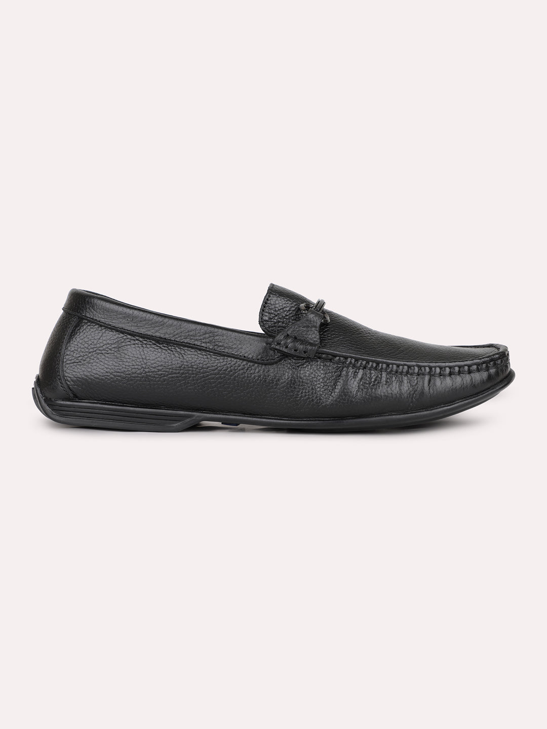 Mens Black Solid Round Toe Casual Loafers