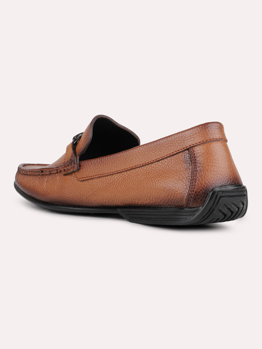 Mens Tan Solid Round Toe Casual Loafers