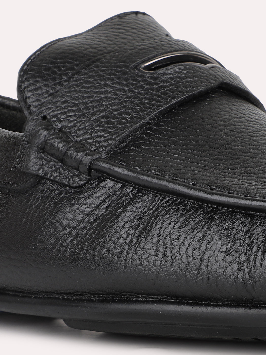 Mens Black Solid Round Toe Casual Loafer