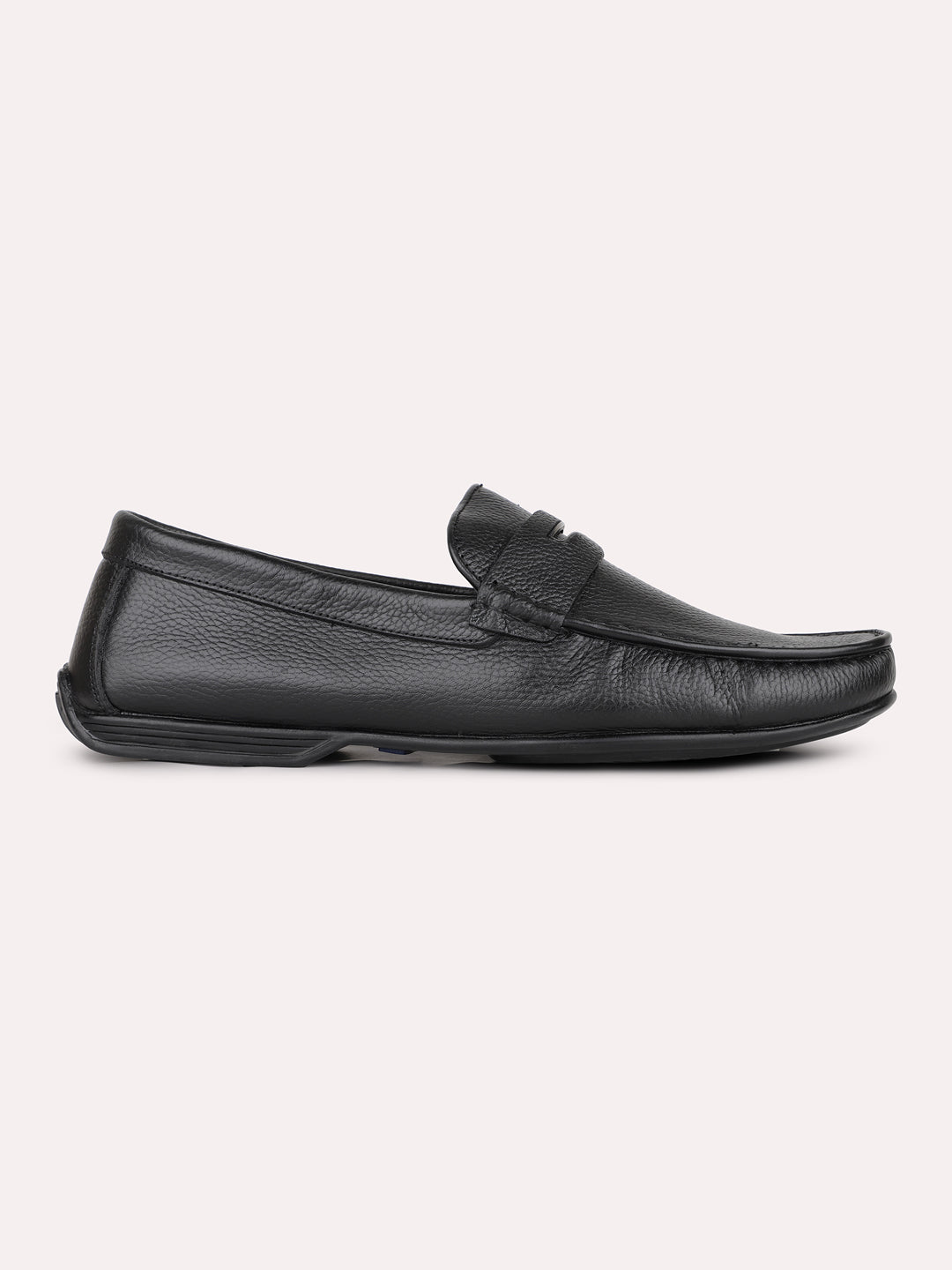 Mens Black Solid Round Toe Casual Loafer
