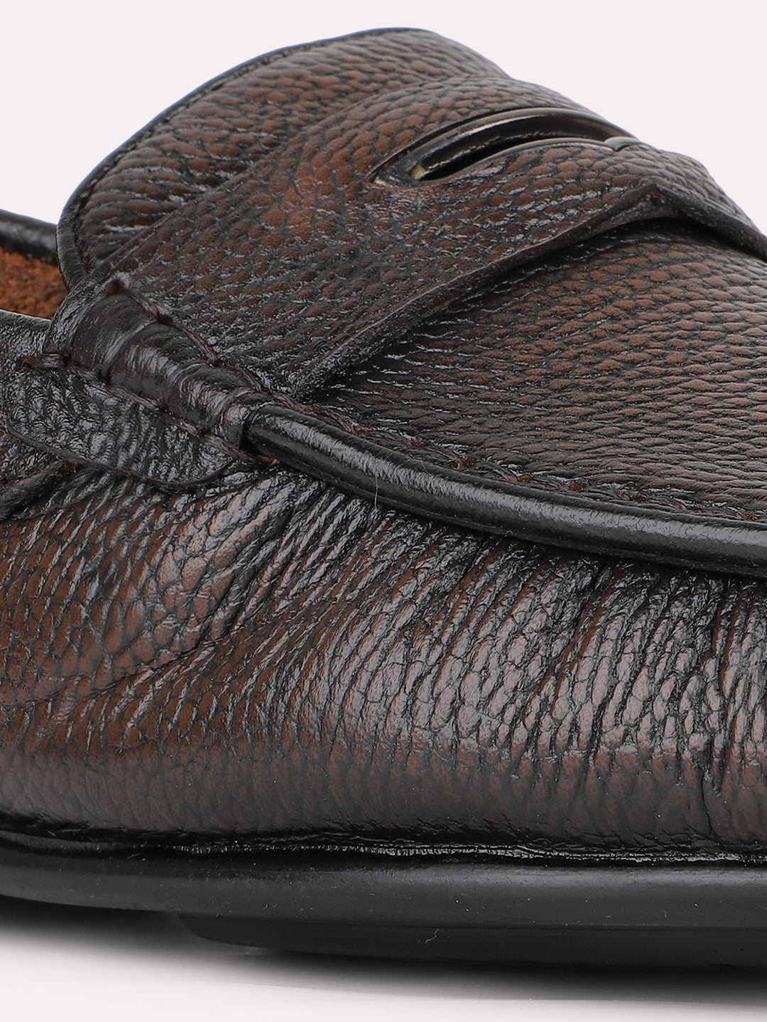 Mens Brown Solid Round Toe Casual Loafers