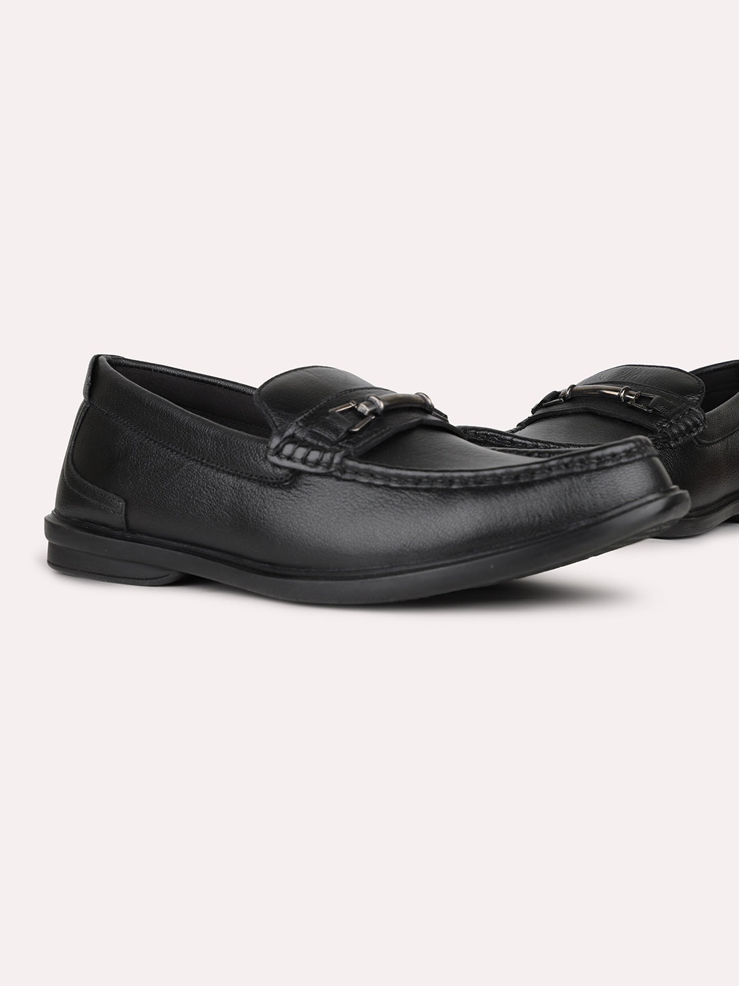 Mens Black Solid Round Toe Casual Loafer Shoes