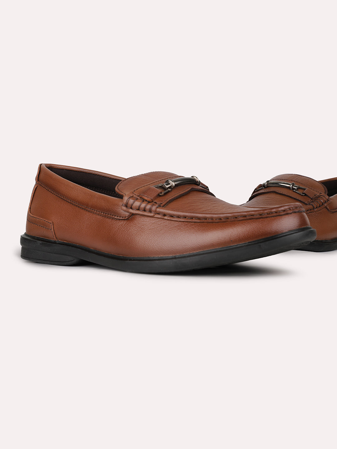 Mens Tan Solid Pointed Toe Casual Loafer Shoes