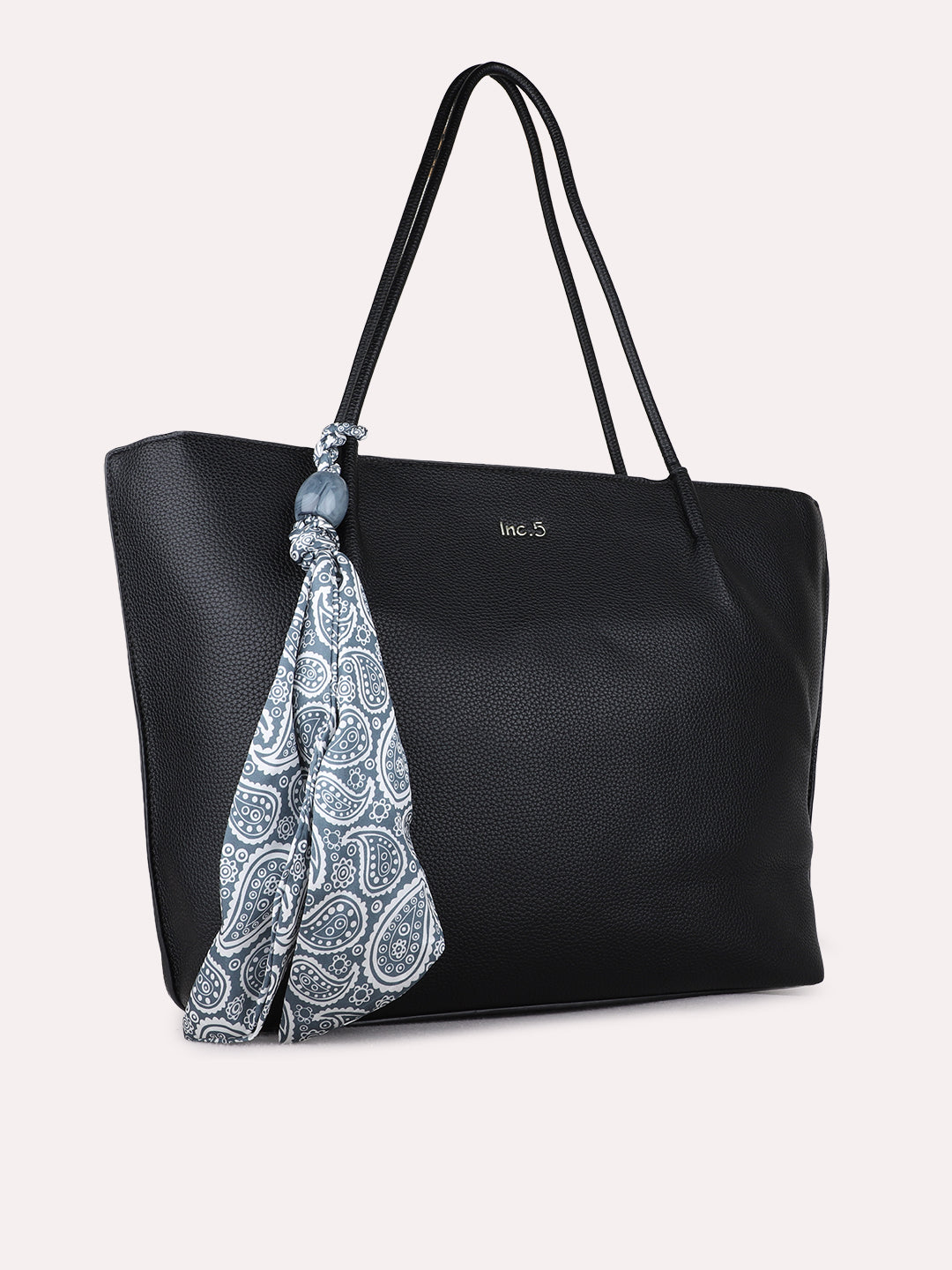 Women Black Textured Shoulder Bag With Zip Lock