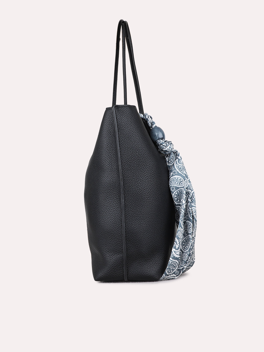 Women Black Textured Shoulder Bag With Zip Lock