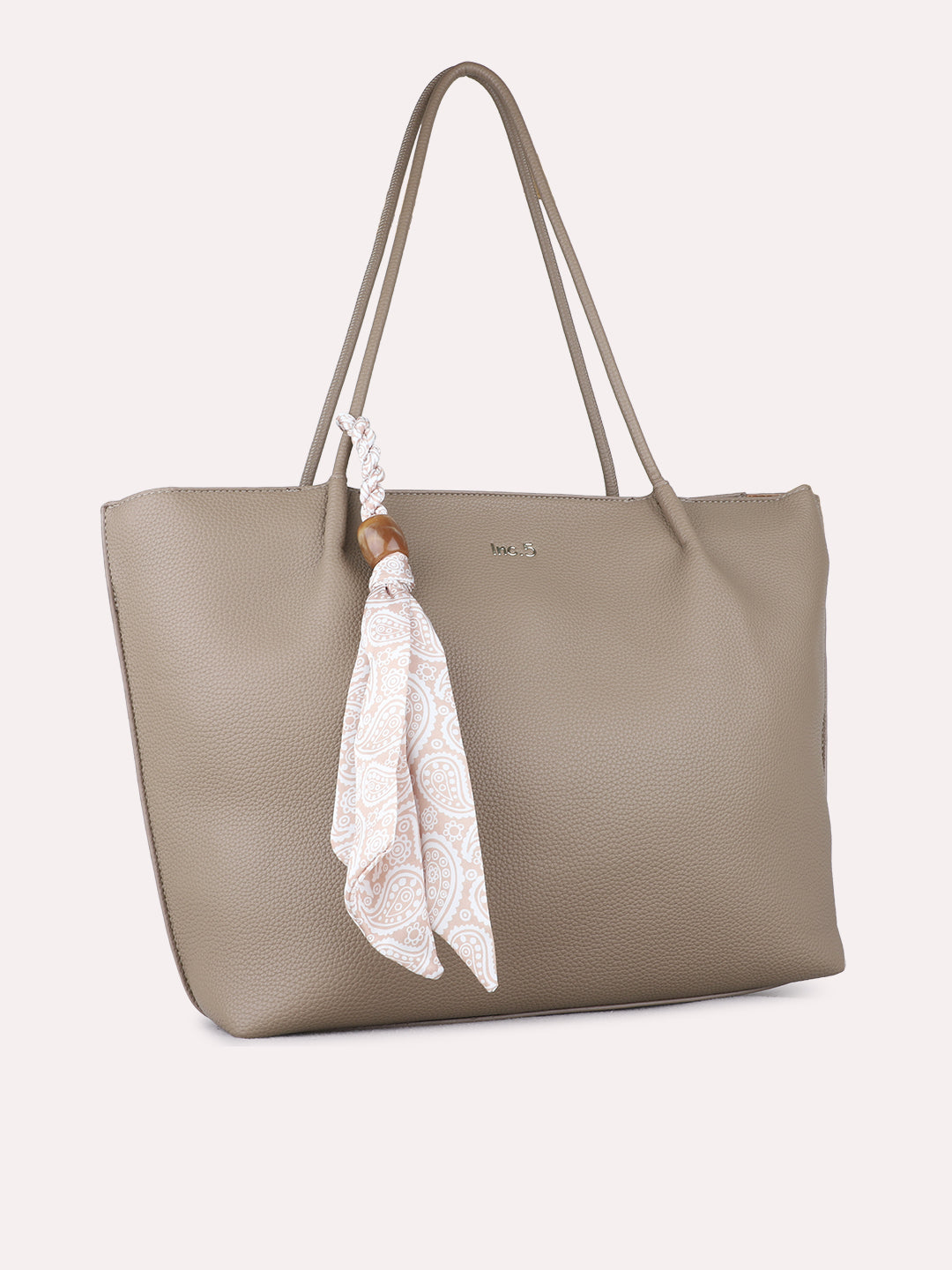 Women Khaki Textured Shoulder Bag With Zip Lock For Casual