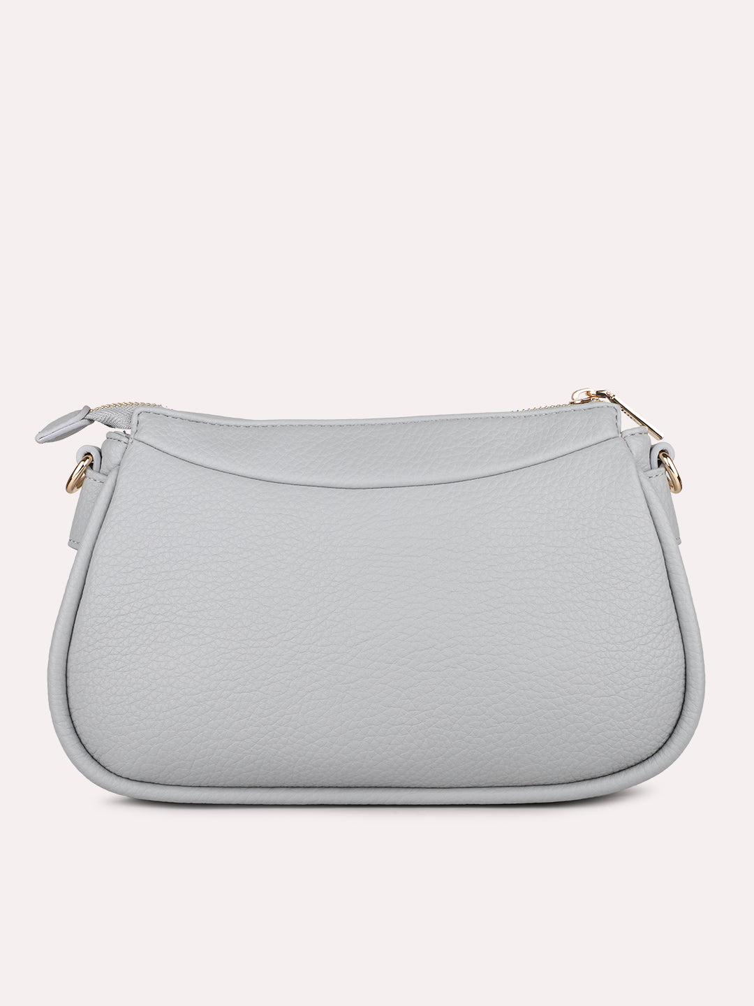 Women Blue Textured Shoulder Bag With Zip Lock For Casual