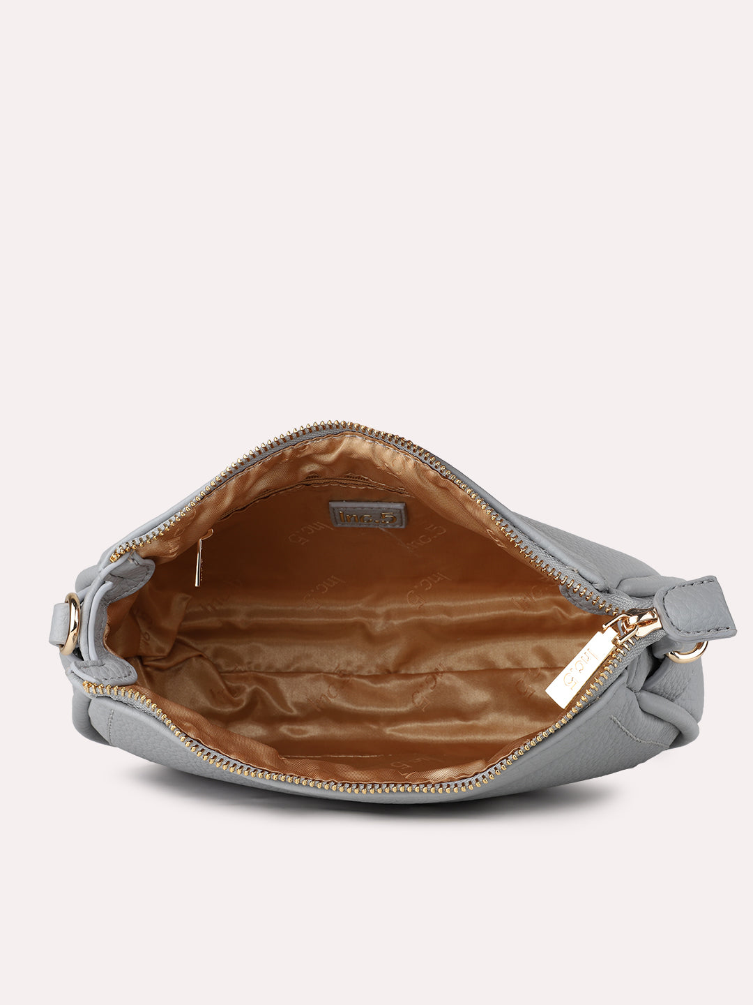 Women Blue Textured Shoulder Bag With Zip Lock For Casual