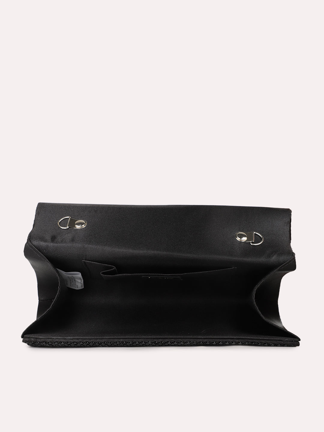 Women Black Embellished Clutch Bag With Magnet Lock