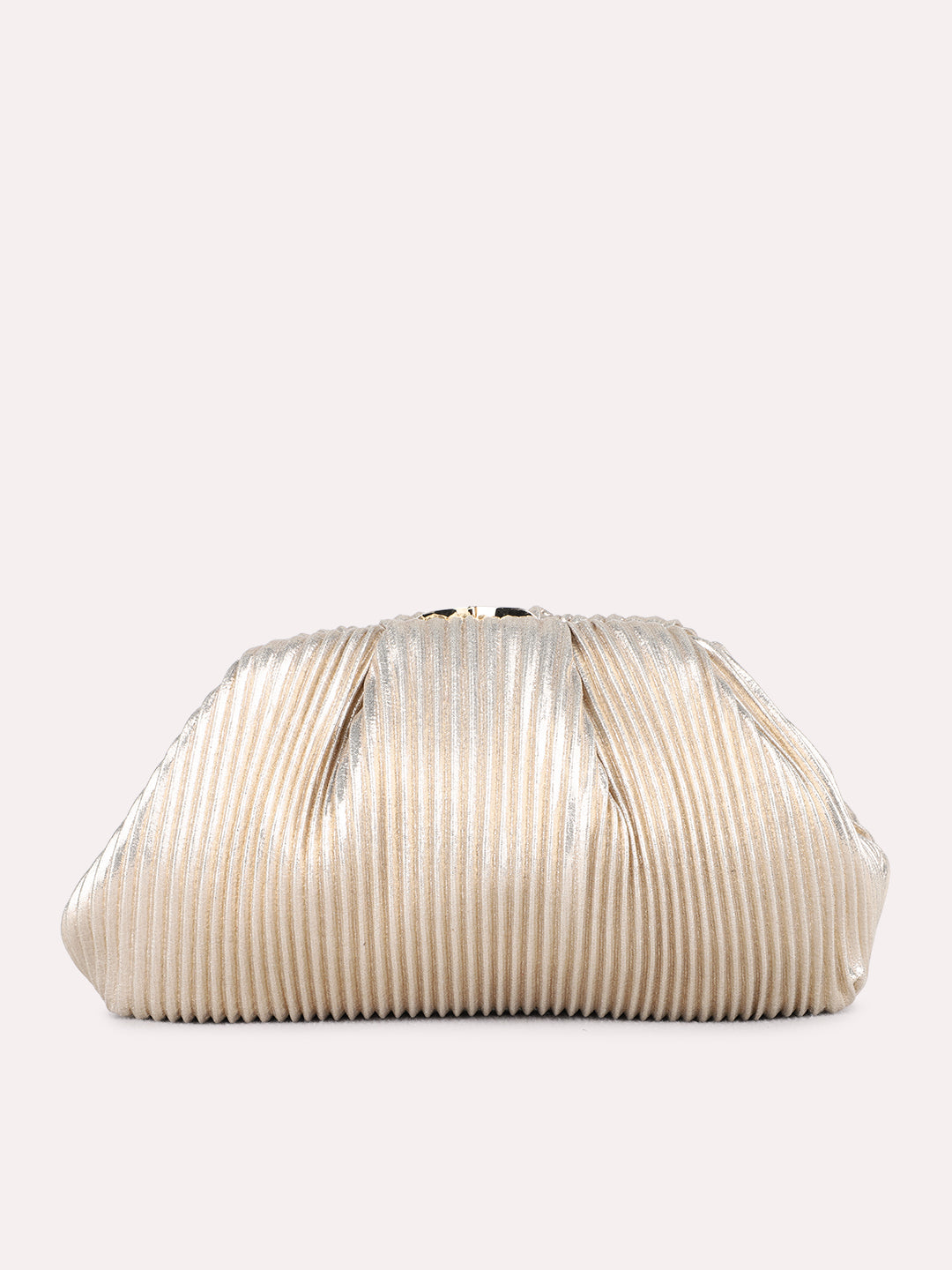 Women Golden Embellished Clutch Bag With Push Lock