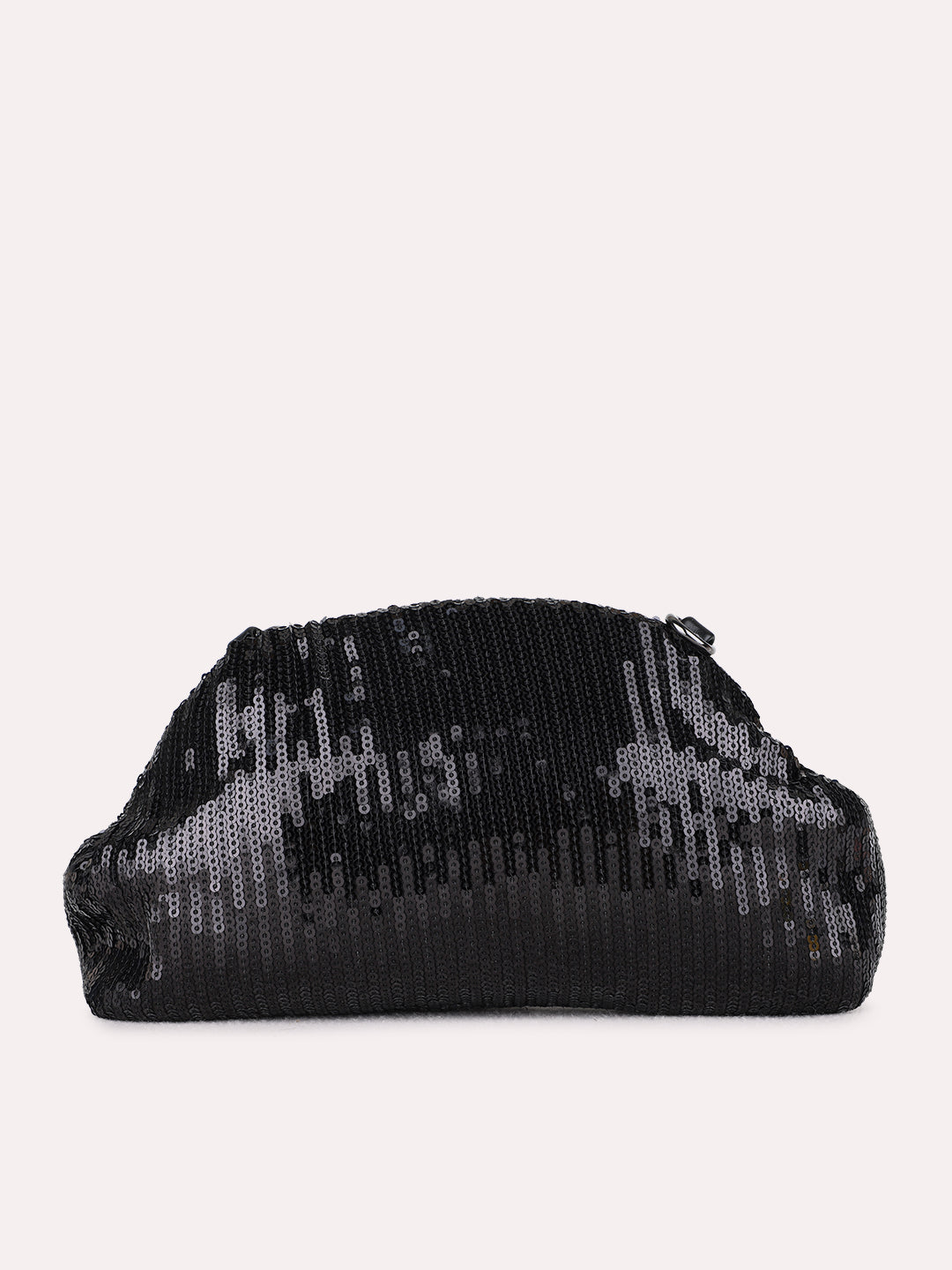 Women Black Embellished Clutch Bag With Magnet Lock For Party
