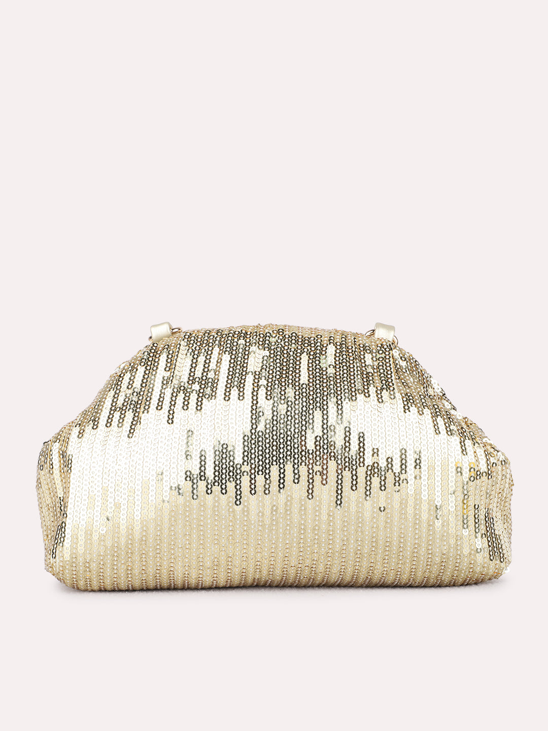 Women Gold Embellished Clutch Bag With Magnet Lock For Party