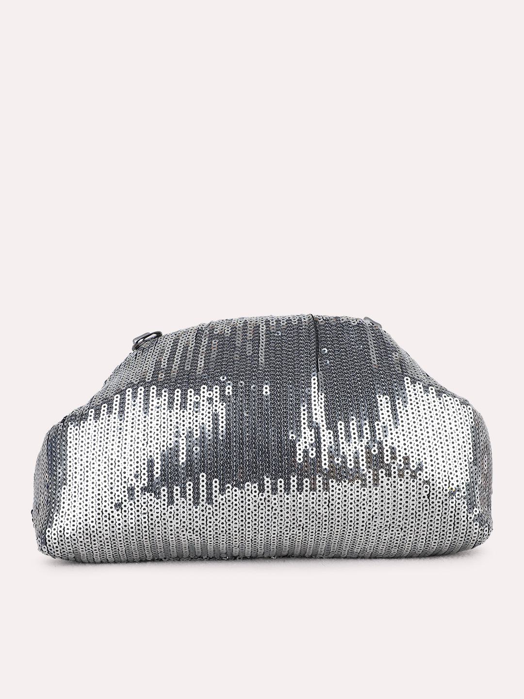 Women Grey Embellished Clutch Bag With Magnet Lock