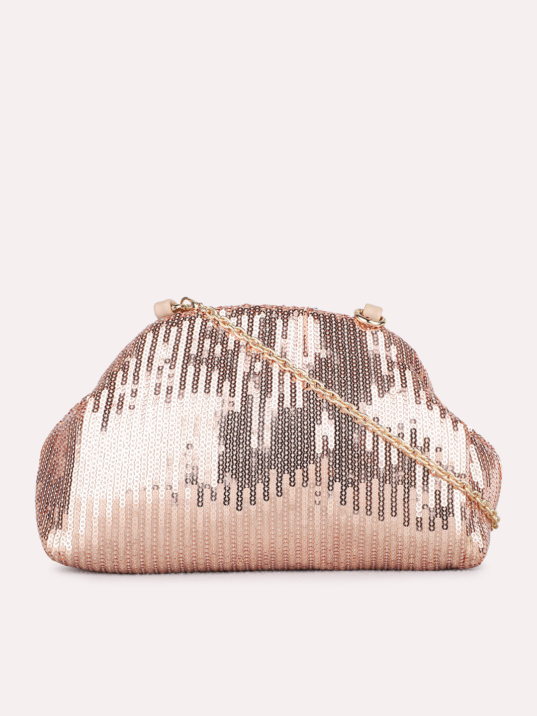 Women Rose Gold Clutch Bag With Magnet Lock
