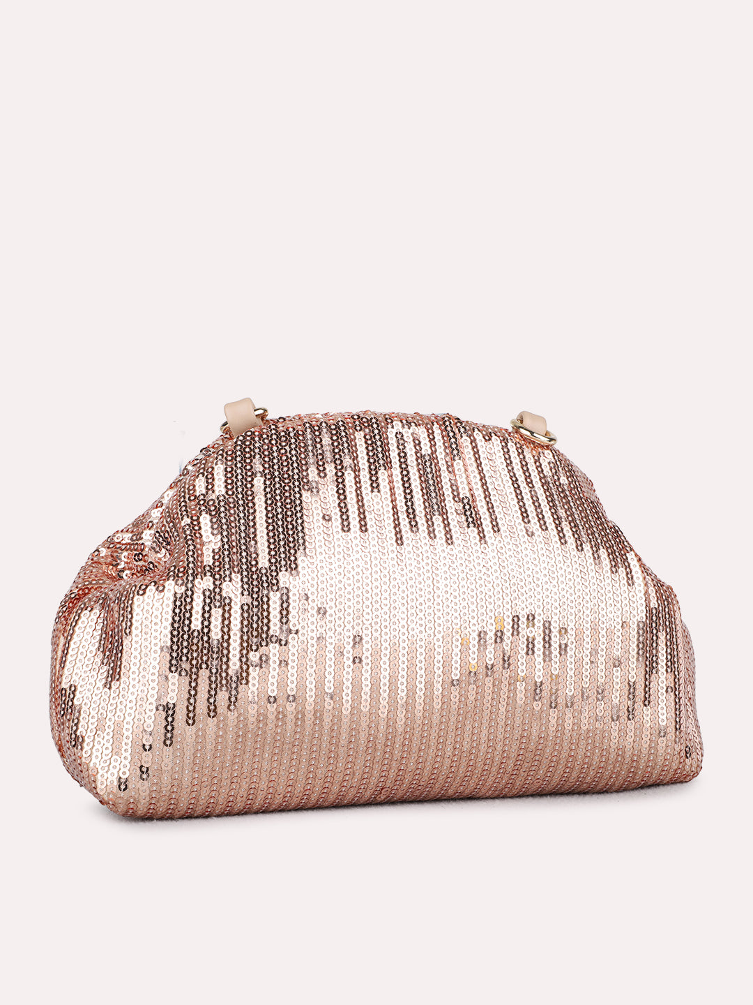 Women Rose Gold Clutch Bag With Magnet Lock